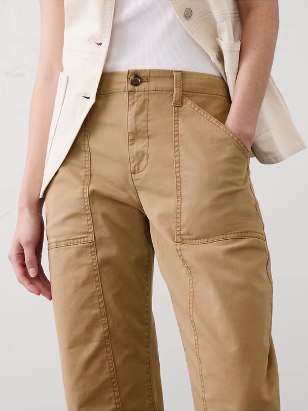 Banana Republic Factory Barrel-Leg Mid-Rise Utility Pant 12 Tall |Airforce Khaki
